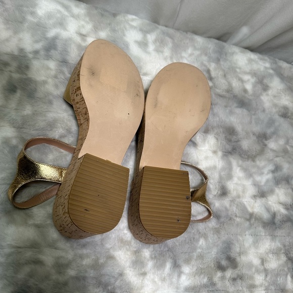 Nordstrom Gold Cork Strap Leather Claudia Sandals 9.5 - Picture 5 of 6